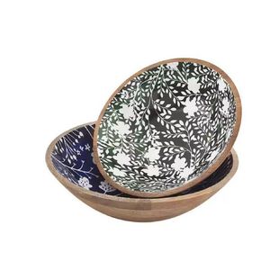 Juego de Ensaladera Grande de Madera con Diseño Floral en el Interior, Tazón para Servir con Utensilios de Madera, Vajilla Ecológica para la Mesa de Cocina - Product Image 2