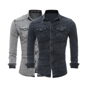 Camisa de mezclilla para hombre 2026 al por mayor, 100% algodón peinado, sin lavar, sin elasticidad, cómoda, precio razonable, OEM - Product Image 1