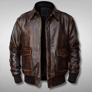 Chaqueta de Invierno de Cuero Genuino para Hombre, al por Mayor, a la Moda, con Cierre Frontal, Logotipo Personalizable, Cortavientos de Alta Calidad - Product Image 6