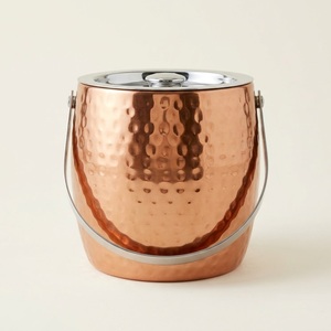 Cubo de Hielo de Acero Inoxidable de Lujo Forjado a Mano con Asas de Cuero Genuino, Elegante Enfriador de Champán y Vino - Product Image 6