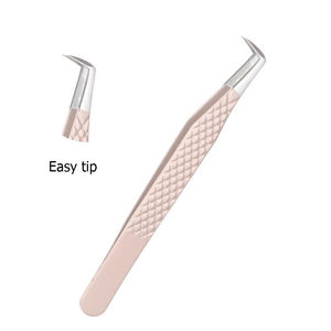 MAHFOOZ INSTRUMENTS Pince à épiler incurvée en acier inoxydable revêtu de pêche clair pour cils volumineux, antistatique, durable, haute qualité, pour salon - Product Image 2