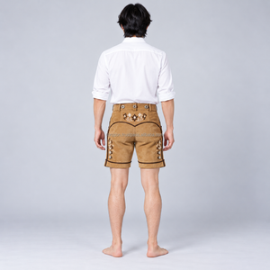 Shorts bavarois pour hommes, style alpin traditionnel, aspect cuir haut de gamme, taille ajustable et style classique Oktoberfest - Product Image 3