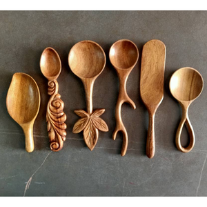 Cuillères en bois sculptées à la main, cadeau de Noël, petites cuillères de service fantaisie, design personnalisé - CARYLN - Product Image 5