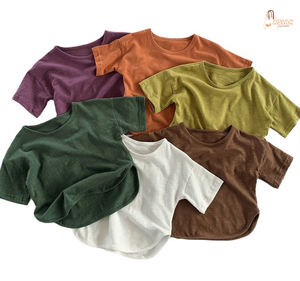 Camiseta de Manga Corta de Algodón Puro para Niños y Niñas, 160g, Tejido de Punto, Diseño Sólido, Casual, Venta al Por Mayor - Product Image 2