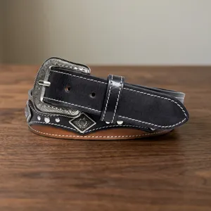 Ceinture en cuir de style ranch haut de gamme avec logo personnalisé, ceinture western, usine Divine International Inde - Product Image 4