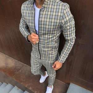 Traje de chándal con cremallera frontal para hombre, ropa urbana personalizada con dobladillo acanalado y puños, tejido estampado con cremallera, sublimado - Product Image 6