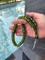 Chapelet de prière islamique en résine verte de haute qualité, fait main, en corne de buffle, Tasbih religieux, 33 perles, designs personnalisés, Falak
