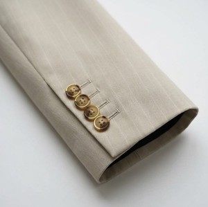 Veste de costume homme beige clair à revers cranté, simple boutonnage, deux boutons, coupe classique, uniforme de bureau pour homme - Product Image 5