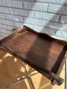 Plateau de service vintage en chêne massif avec poignées, plateau en bois rustique de style farmhouse - Product Image 2