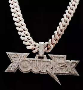 Iced Out XOUREX Name Pendant Moissanite Hip Hop Jewelry <b>VVS</b> <b>Diamond</b> Look Custom Letter Cuban <b>Chain</b> - Product Image 1