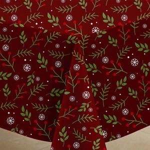 100% Cotton Cherry Printed Design Table Cloth for Christmas Home Decoration New Design Table Cover 6 Seater. - Product Image 3