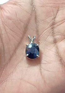 Pendentif délicat en saphir bleu taille ovale, en argent sterling 925, fait main, pierre de naissance de septembre, cadeau pour tous - Product Image 4