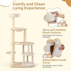 Arbre à chat moderne de 60 pouces avec condo à 2 étages et poteaux à gratter en sisal - Product Image 5