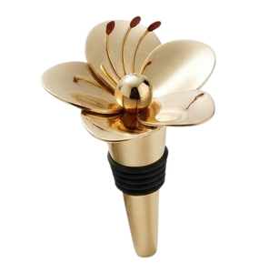 Accesorios para Bebidas, Tapón de Botella al por Mayor, Tapón de Botella de Metal de Acero, Tapones de Vino de Metal con Acabado Dorado y Diseño Floral - Product Image 2