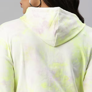 Breathable Polyester Cotton Fleece Full Sleeve Women's Autumn Casual <b>Crop</b> Hoodie with Zipper Custom Solid Tiedye Design - Product Image 4