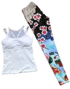 Traje de yoga a la moda para correr, Conjunto de sujetador corto y cruzado para mujer, conjunto deportivo de ocio para mujer, conjunto con estampado de sublimación de corbata de alta calidad - Product Image 1