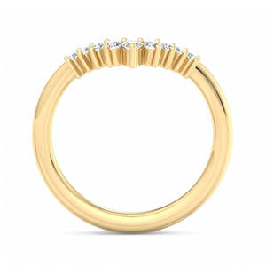 Anillo de Diamantes Cultivados en Laboratorio con Forma de V, Anillo de Boda Apilable de Oro de 14K y 18K con Racimo de Diamantes Redondos en Forma de Pera para Mujer - Product Image 6