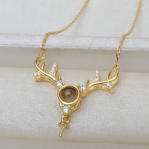 Collar con Colgante de Asta de Ciervo de Plata S925, Hecho a Mano, DIY, 7-14, Collar con Sello de Amor, Colgantes de Moda - Product Image 1