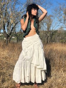 Falda Cruzada de Algodón Fluida para Mujer, Asimétrica con Volantes, Maxi, para Verano, Festivales, Playa, Fiestas, a Precio de Mayoreo - Product Image 4