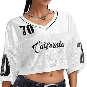 เสื้อฟุตบอลผู้หญิงสีขาว คอวี แขนสั้น ผ้าตาข่าย พิมพ์ลาย 3 มิติ หมายเลข 9 ระบายอากาศได้ดี ทรงปกติ สายปรับได้ ไซส์ผู้ใหญ่ - Product Image 6