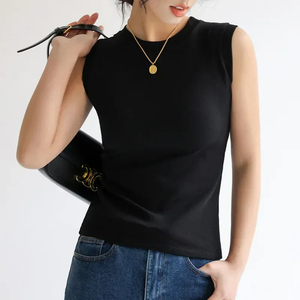 Débardeur Camisole Femme Écologique en Coton Biologique à Séchage Rapide, Très Extensible, Col Rond, Respirant, Couleur Unie, Style Streetwear - Product Image 4