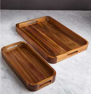Bandeja rectangular de madera pulida hecha a mano, bandeja decorativa de madera para servir, madera maciza, artesanías de madera, cajas de madera y decoración de pared. - Product Image 1