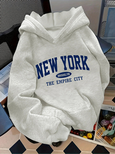 เสื้อฮู้ดดี้ผู้ชายทรงปกติ GULLSTAR YOGA INDUSTRY ผ้าฝ้าย 100% พิมพ์ลายดิจิทัล สีขาว ลาย New York ด้านหน้า เสื้อสเวตเชิ้ตลำลอง - Product Image 4