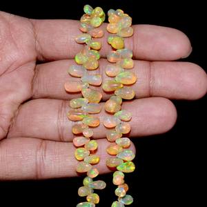 Ópalo Etíope AAA de 6x4mm-8x5mm, cuentas sueltas en forma de lágrima, ópalo de fuego Welo amarillo natural para la fabricación de joyas. - Product Image 3