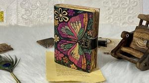 Colorful Butterfly Handmade Leather Journal with Deckle Edge Paper | Vintage <b>Lock</b> <b>Diary</b> | Artistic Writing Notebook Gift - Product Image 2