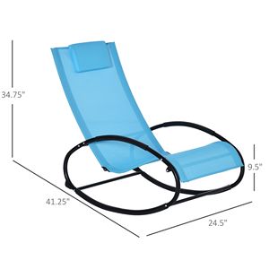 Chaise longue a dondolo moderna azzurra con poggiatesta, in rattan, per esterni, ideale per hotel e bordo piscina, con struttura in alluminio - Product Image 3