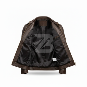 Chaqueta de Motociclista de Cuero PU Marrón para Hombre, Estilo Urbano, Resistente al Viento e Impermeable, Moda Premium OEM - Product Image 4