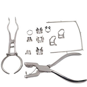 Rubber Dam Kit Complete Dental Isolation <b>Set</b> 12 Anti Reflection Clamps <b>Punch</b> Plier Professional Endodontic CE By Grip Surgical - Product Image 1