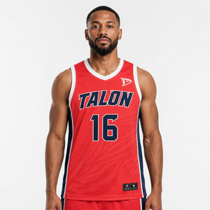 Red Navy Sublimated Basketball Jersey Men's Sleeveless Moisture Wicking Tank <b>Top</b> Adult All Seasons <b>Mesh</b> Fabric - Product Image 3