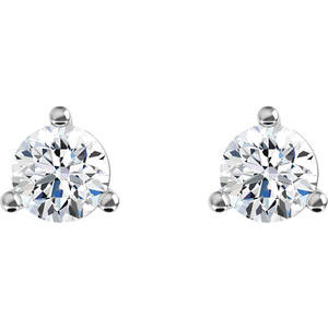Pendientes de Diamantes Cultivados en Laboratorio con Corte Redondo Clásico Martini de Tres Puntas en Oro de 18K - Product Image 1
