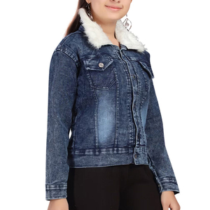 Chaqueta Vaquera de Mujer de Alta Calidad con Cuello de Piel Sintética, Algodón Lavado a la Piedra, Corte Casual, para Otoño, Largo Regular, Cierre con Botones - Product Image 3