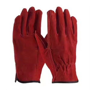 Gants de travail de sécurité en cuir de vachette gris robuste et durable de 7 oz, avec poignet élastique antidérapant, pour la construction générale et le jardinage - Product Image 4