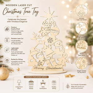 Elegante Decoración Navideña de Madera con Corte Láser para Mesa |   Adorno Navideño de Feliz Navidad |   Decoración Festiva para el Hogar y Artículos de Regalo - Product Image 5