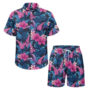 Conjunto de Ropa de Playa, Camisa y Pantalones Cortos Transpirables, Conjunto de Dos Piezas, Atuendo de Verano a la Moda, Estilo Tropical, Conjunto de Playa de Manga Corta - Product Image 4