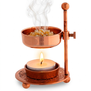 Quemador de Resina Ajustable de Latón con Acabado de Cobre OEM Personalizado, Quemador de Velas Tealight de Metal con Tornillo, Incensario de Bakhoor, Venta al por Mayor de Fábrica - Product Image 1