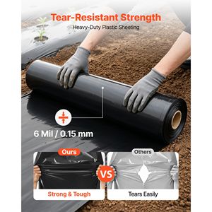 6 Mil <b>Black</b> Heavy Duty Polyethylene Sheeting 20FT X 100FT Roll Painters Tarp & Garden Drop <b>Cloth</b> - Product Image 2