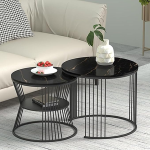 Modern Black Round <b>Nesting</b> <b>Coffee</b> <b>Table</b> <b>Set</b> Metal Accent <b>Tables</b> for Living Room and Bedroom Furniture - Product Image 1