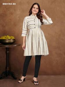 Top Quality Cotton Jacquard with Stripe Print Man's Shirt Kurta & Female <b>Tunic</b> Couple Combo Collection Supplier from Surat - Product Image 2