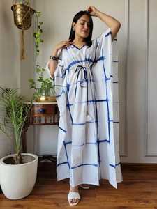 Boho Knee-Length Women's V-Neck <b>Sleeveless</b> Loose Fit Floral Tie Dye Geometric Print 100% Cotton Eco-Friendly <b>Summer</b> Casual <b>Dress</b> - Product Image 1