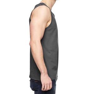 เสื้อกล้ามคอกลมแขนกุดสีเทาเข้มสำหรับผู้ชายแบบลำลองถักนิตติ้งสีทึบพอดีตัว - Product Image 2