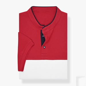 เสื้อโปโลชาย สีขาวเหลือง ตัดต่อสี แขนสั้น ผ้าฝ้ายอ๊อกซ์ฟอร์ด สวมใส่สบาย ระบายอากาศได้ดี ทรงปกติ ดีไซน์เรียบง่าย ติดกระดุมด้านหน้า - Product Image 4
