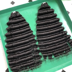 En Stock Fabricant Vietnamien 100% Doux Et Soyeux De Haute Qualité Cheveux Bruts Noir Vague Profonde Double Drawn Bundles De Qhair - Product Image 1