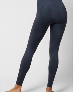 Leggings taille haute pleine longueur de couleur unie pour femme, en tricot extensible, spandex et nylon, respirants, confortables, toutes saisons, style basique - Product Image 3