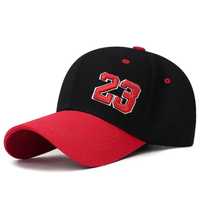 Gorra de Béisbol Bordada Negra y Roja 23, Unisex, Ajustable, de 6 Paneles, Informal, para Adultos, Primavera/Verano, de Poliéster Transpirable