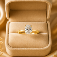 Bague de Fiançailles Solitaire en Argent 925 Plaqué Or 18K de Luxe, Zircon Ovale 3 Carats 5A, Vente en Gros pour Femme