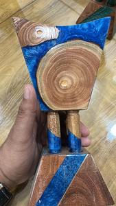 JAMEEL & SONS INTERNATIONAL Brûleur d'encens en bois d'acacia bleu fait main avec incrustations, porte-bakhoor, décoration de table religieuse pour la maison et le bureau - Product Image 2